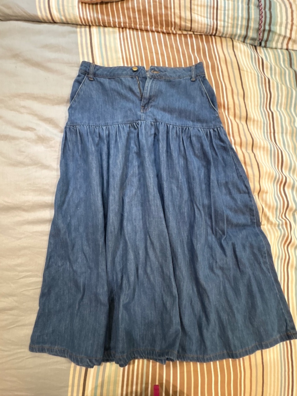 Nobody’s Child Denim Drop-Waist Maxi Skirt | Blue Y2K Long Denim Skirt
